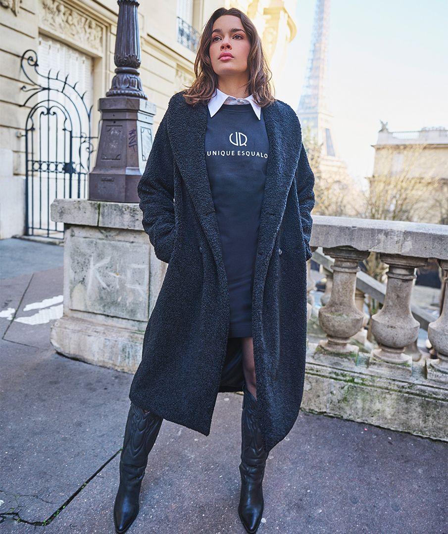 Esqualo Coat Double Breasted Boucle