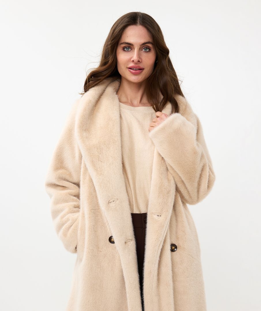 Esqualo Coat Shawl Collar Fake Fur