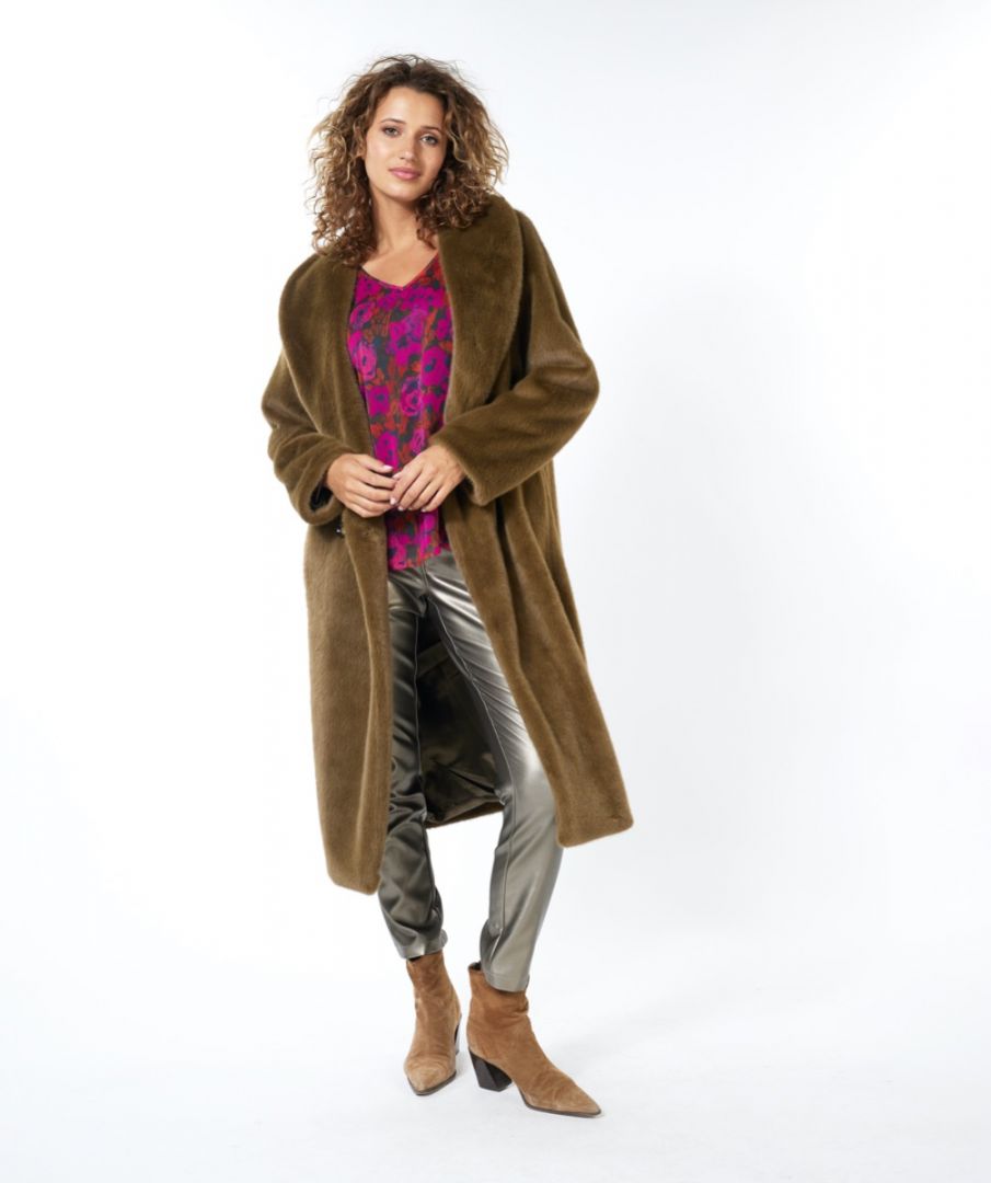 Esqualo Coat Shawl Collar Fake Fur