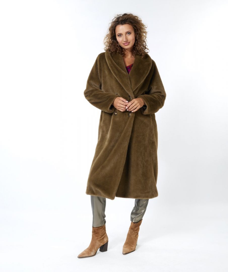 Esqualo Coat Shawl Collar Fake Fur