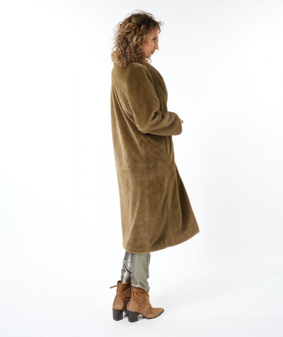 Esqualo Coat Shawl Collar Fake Fur