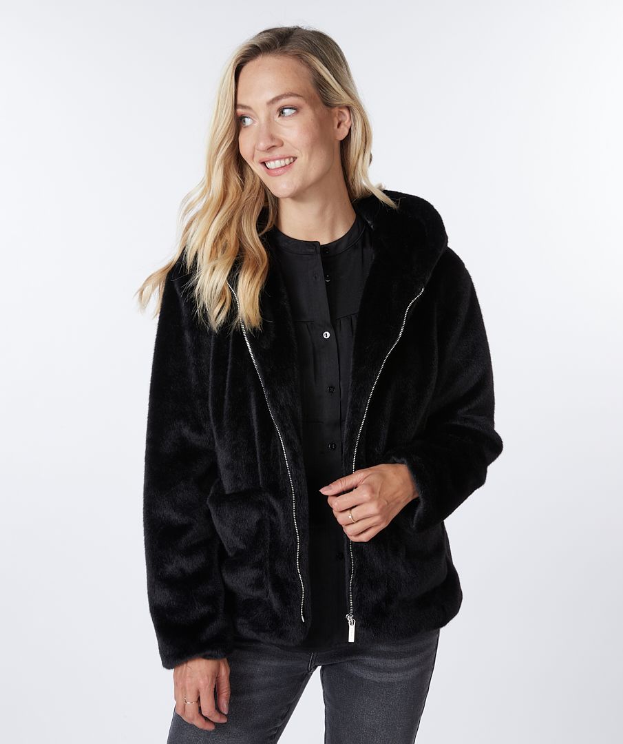 Esqualo Coat Short Hood Fake Fur