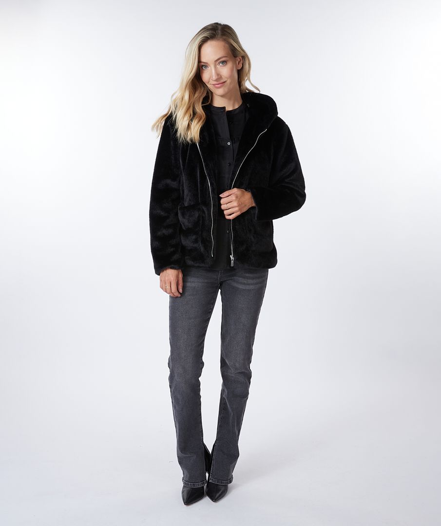 Esqualo Coat Short Hood Fake Fur