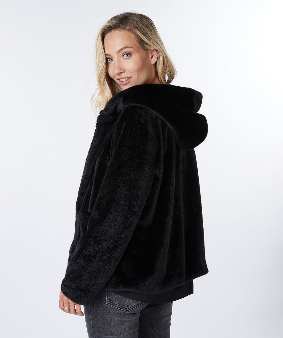 Esqualo Coat Short Hood Fake Fur