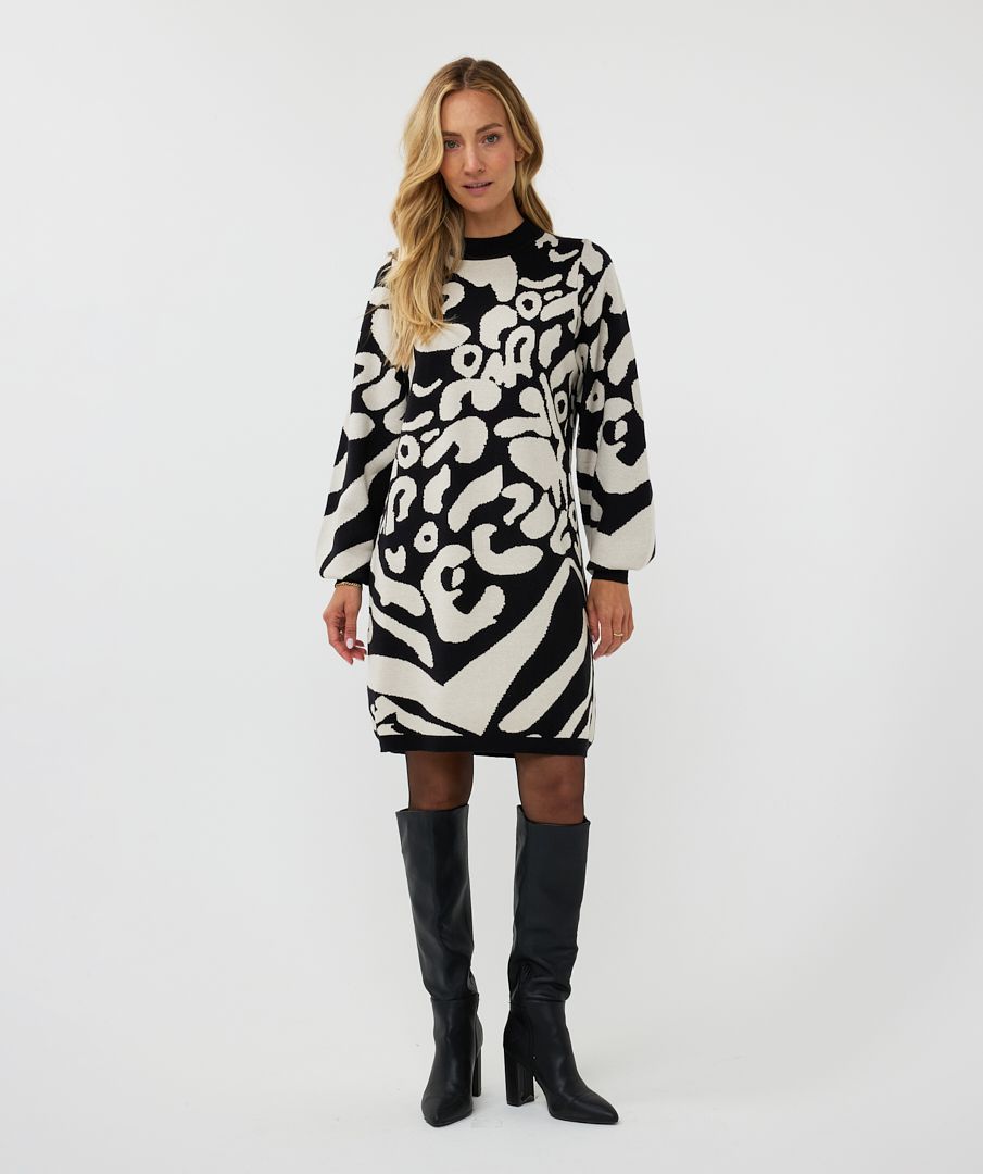 Esqualo Dress 2tone Jacquard Animal