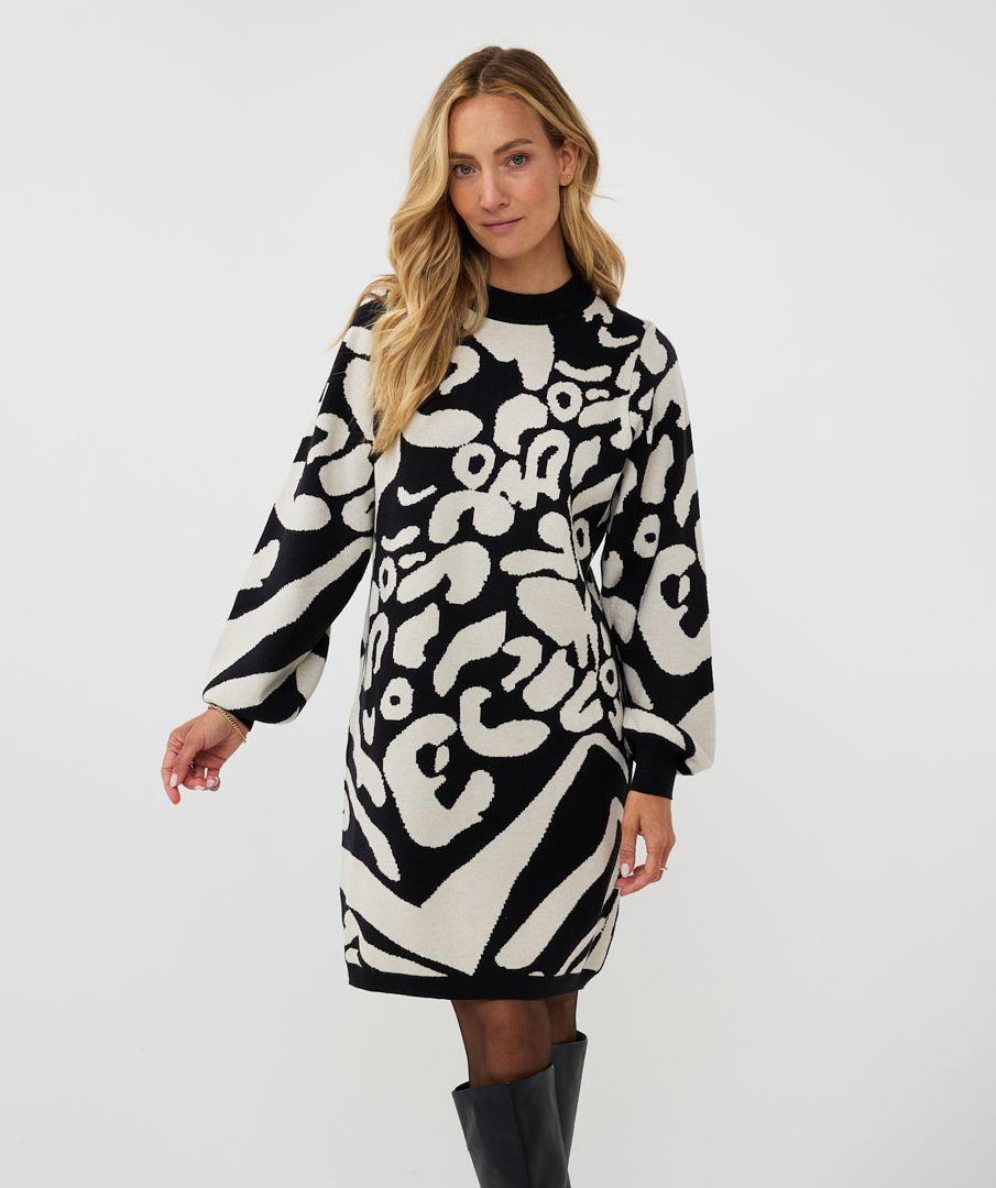 esqualo Dress 2tone jacquard animal