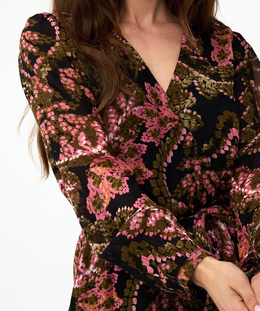 Esqualo Dress Elastic Waist Global Flower