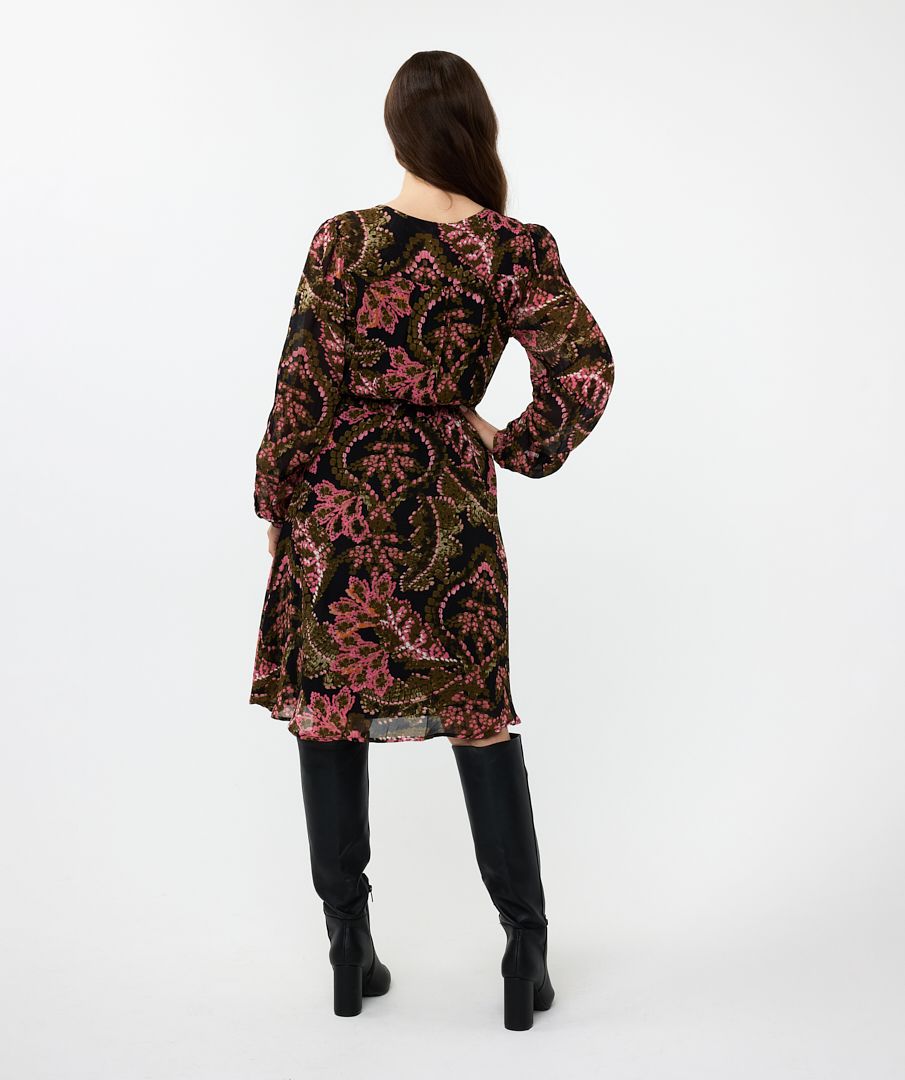 Esqualo Dress Elastic Waist Global Flower