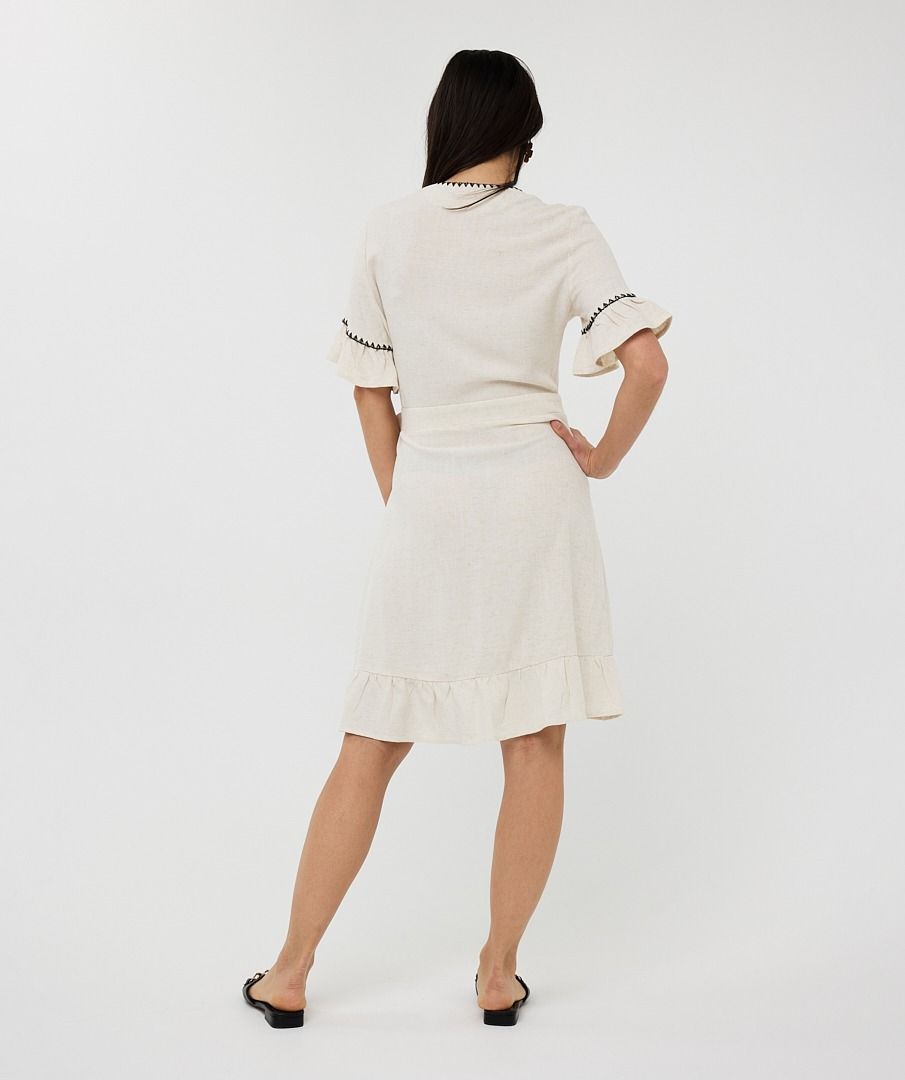 Esqualo Dress Linen Contrast Stitch