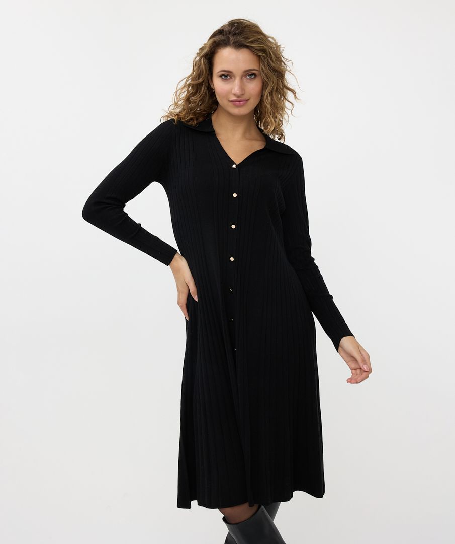 Esqualo Dress Rib Button Closure