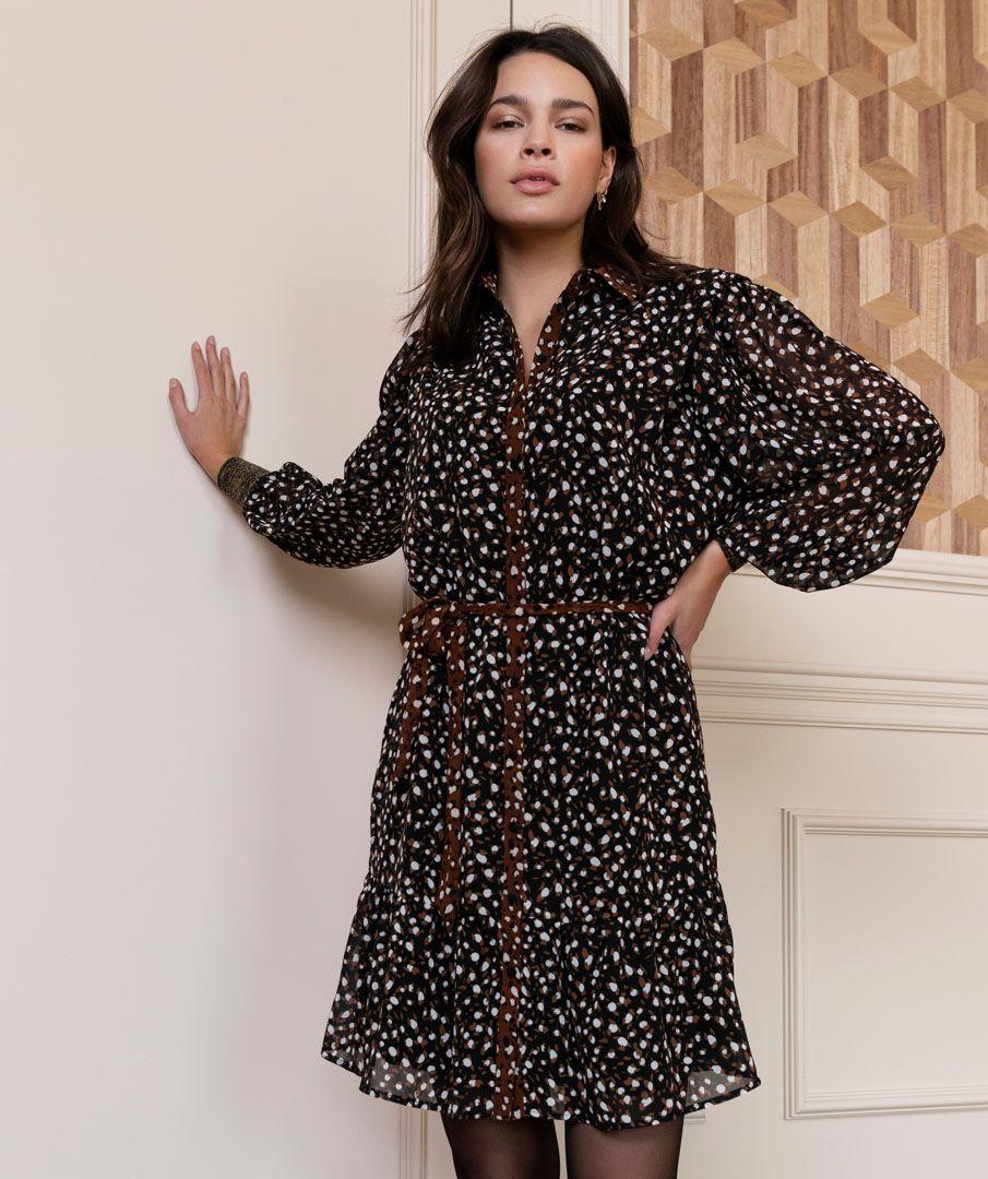 esqualo Dress ribbed cuff animal steps