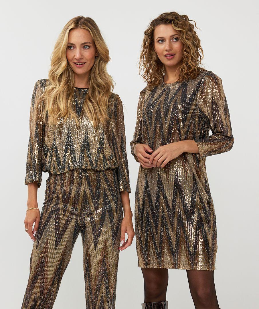 Esqualo Dress Sequins Zigzag