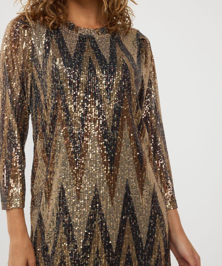 Esqualo Dress Sequins Zigzag