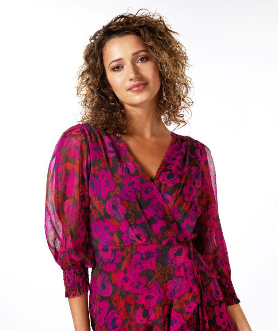 Esqualo Dress Short Wrap Floral Wilding