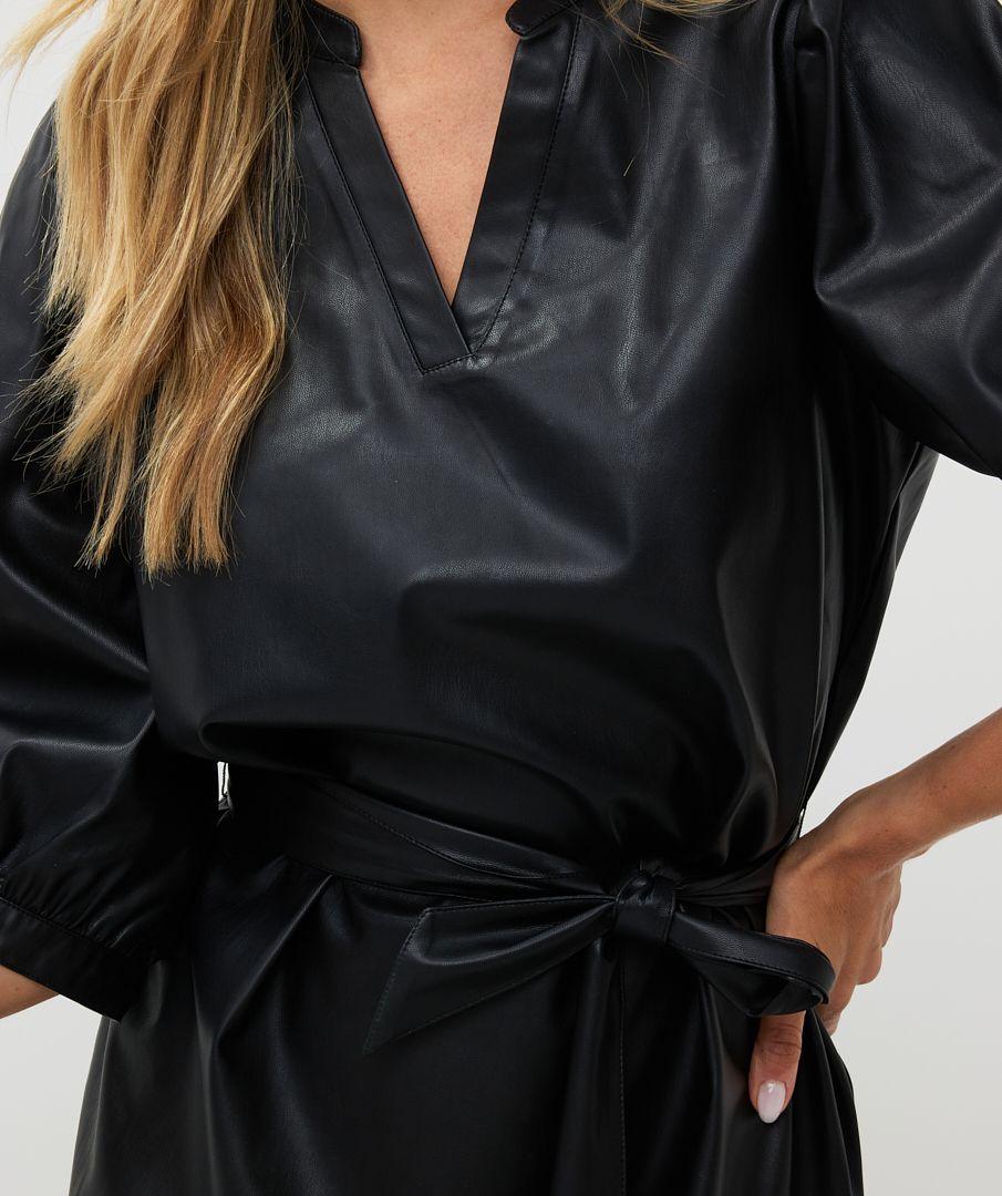 Esqualo Dress V/neck Vegan Leather