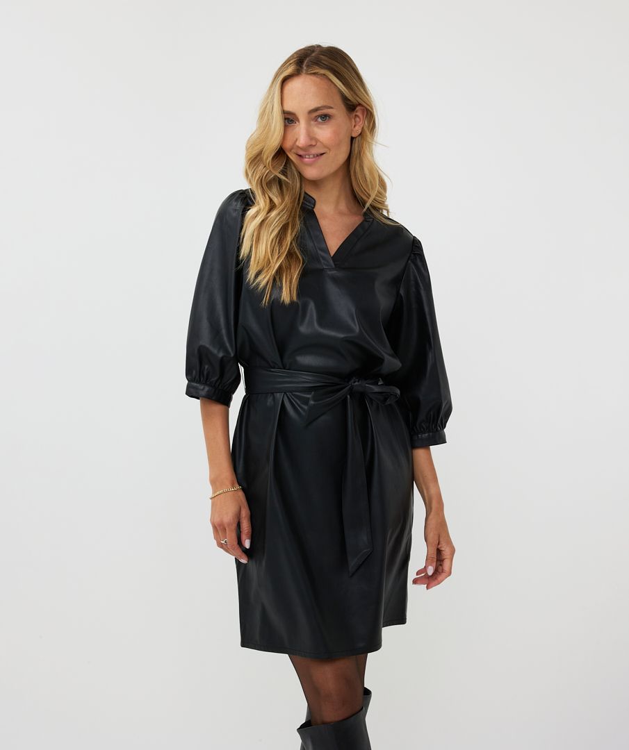 Esqualo Dress V/neck Vegan Leather