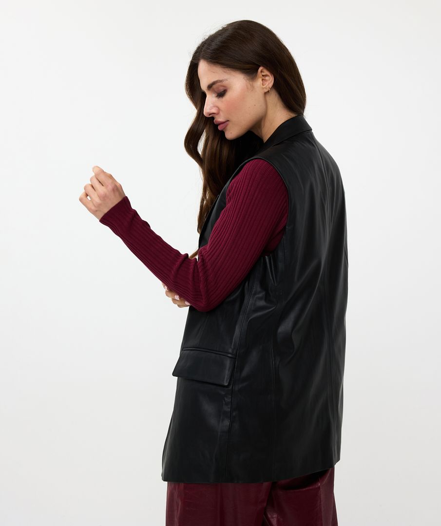 Esqualo Gilet Long Vegan Leather