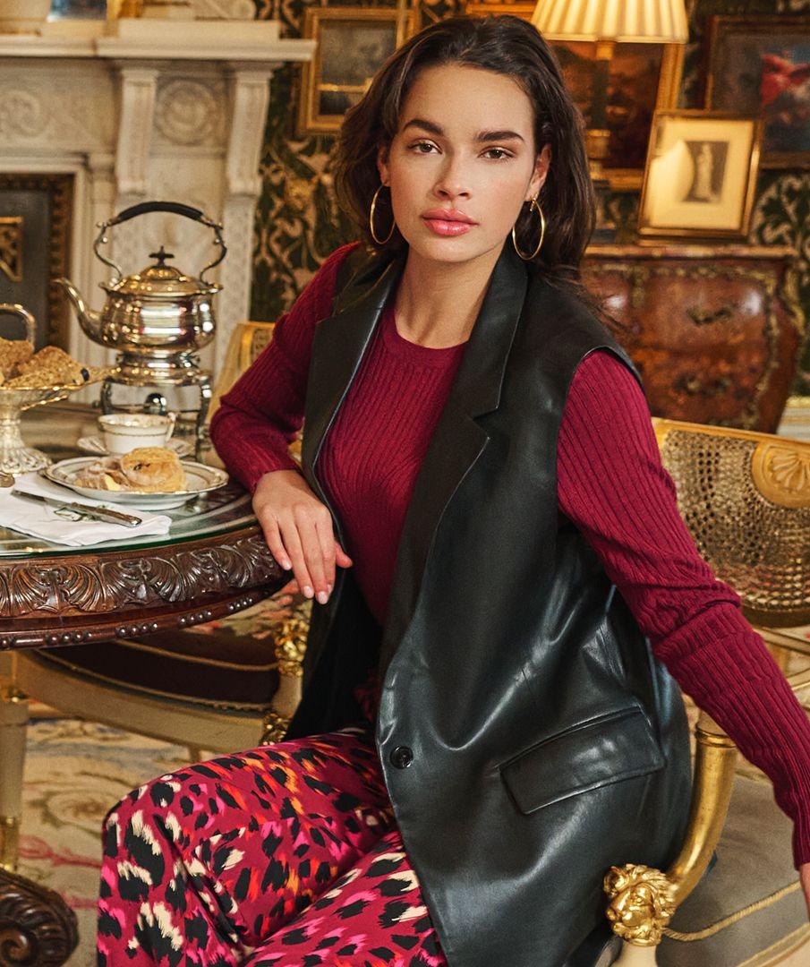 esqualo Gilet long vegan leather