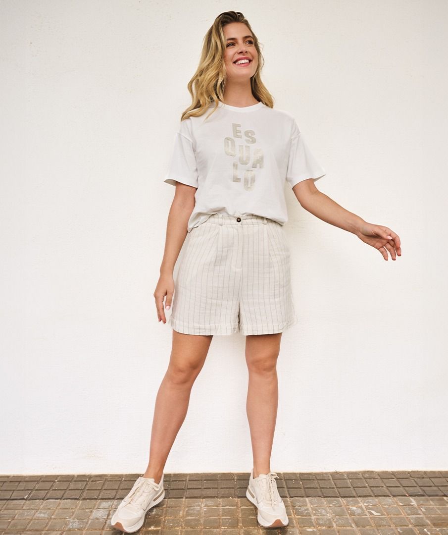 esqualo Shorts linen stripe