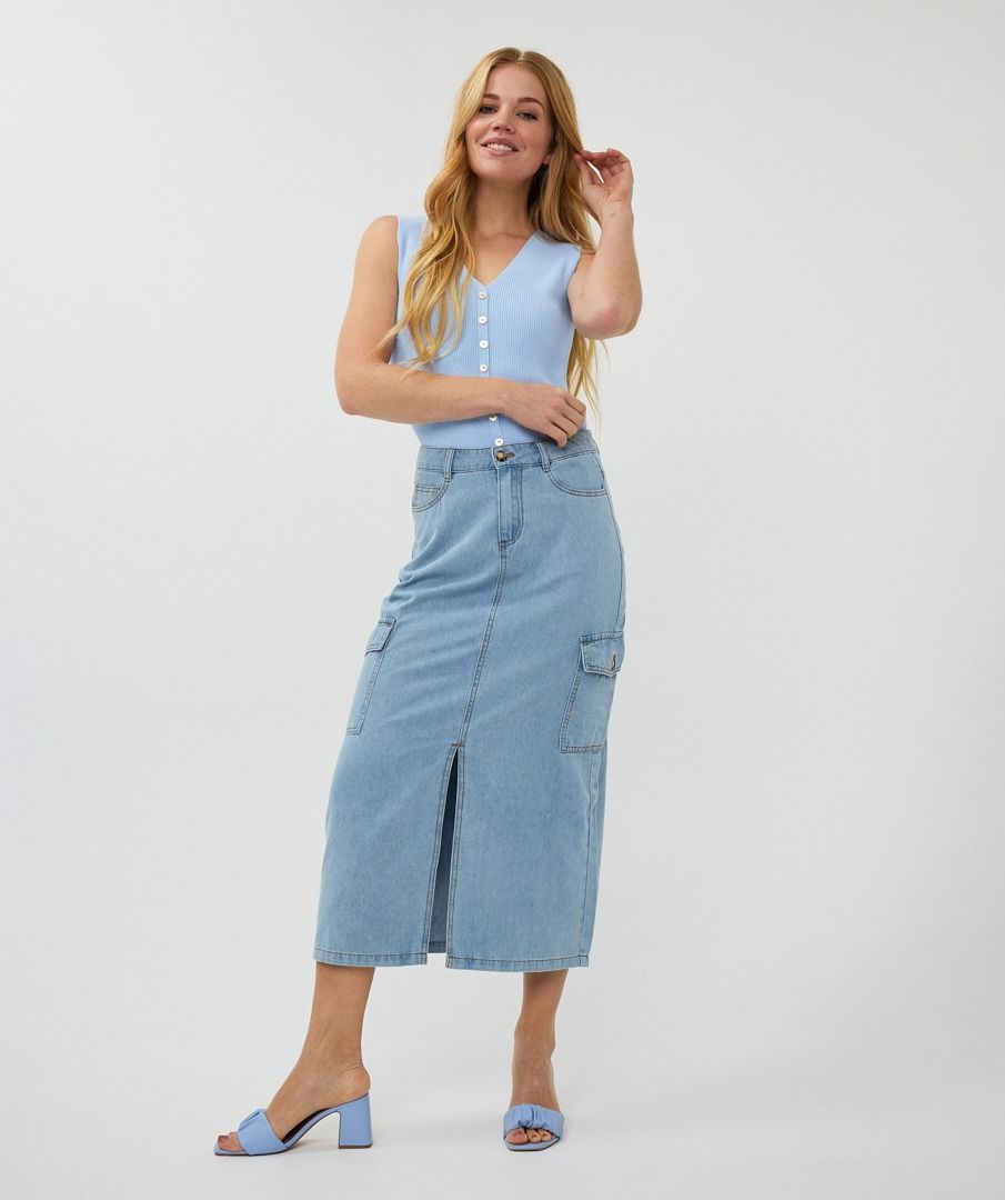 Esqualo Skirt Cargo Midi Jeans