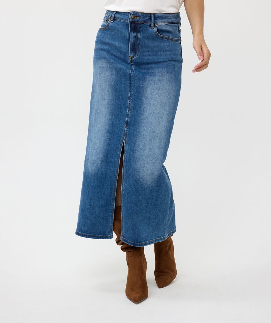 Esqualo Skirt Denim Long Slit