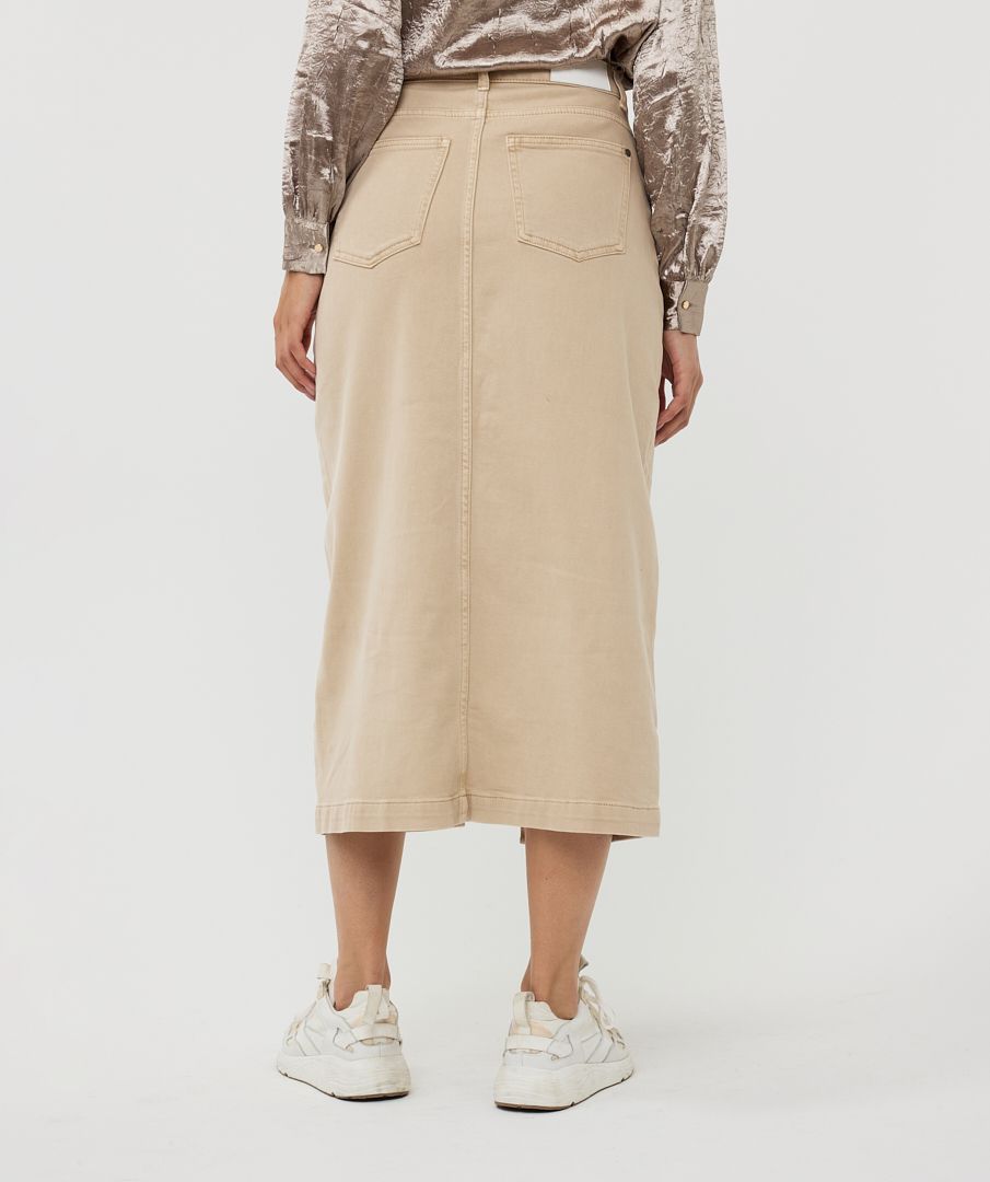 Esqualo Skirt Jeans Maxi Slit Garment Dye