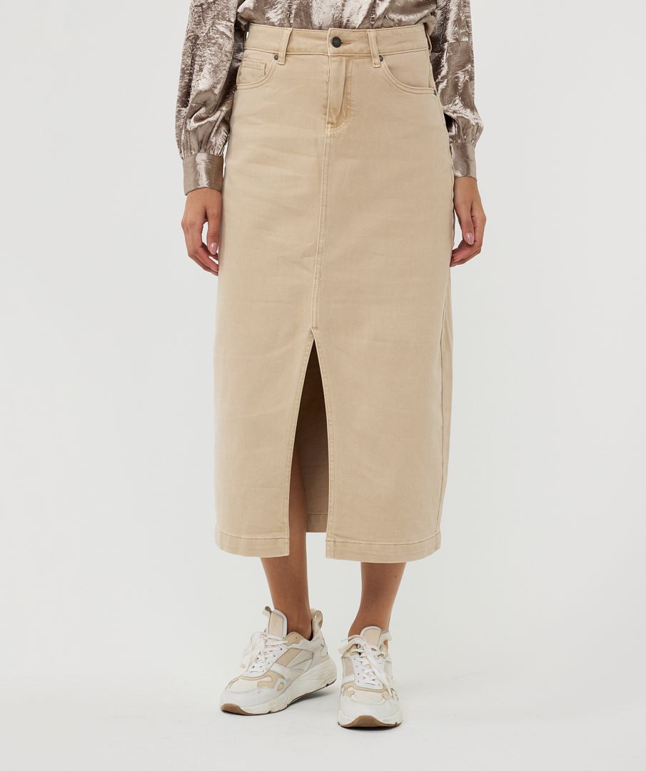 esqualo Skirt jeans maxi slit garment dye