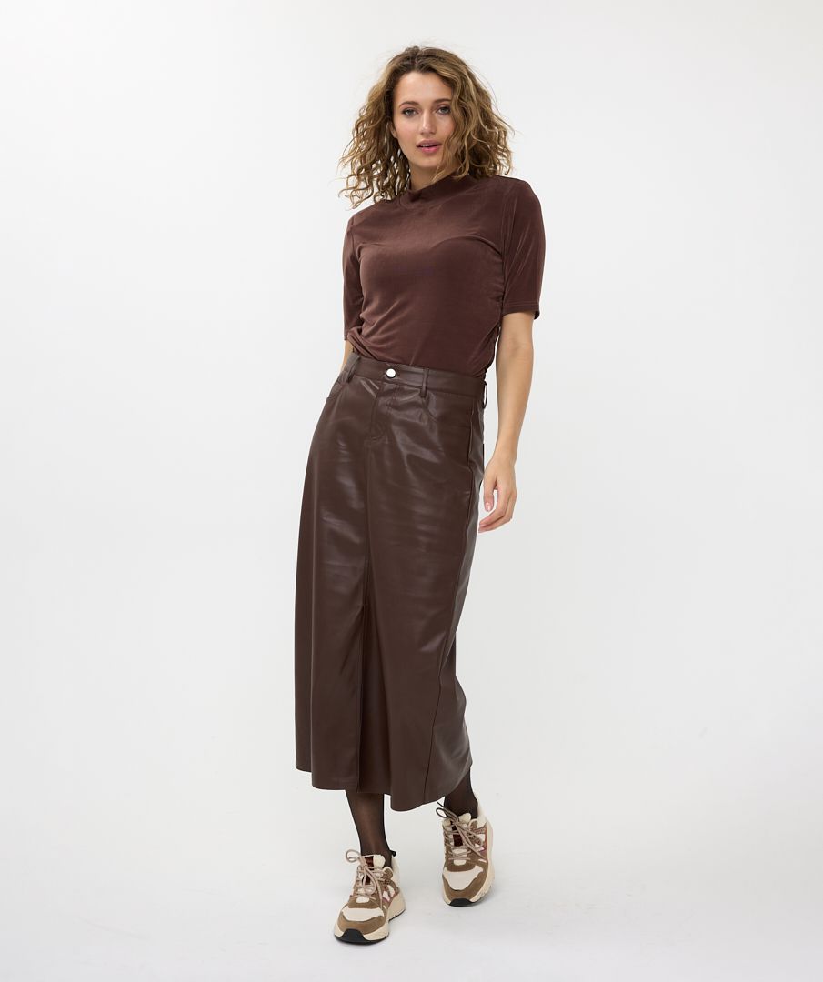 Esqualo Skirt Long Split Vegan Leather