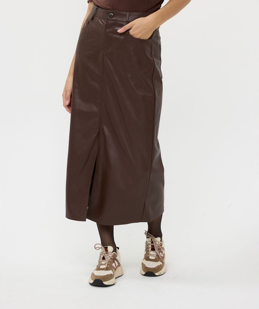 Esqualo Skirt Long Split Vegan Leather