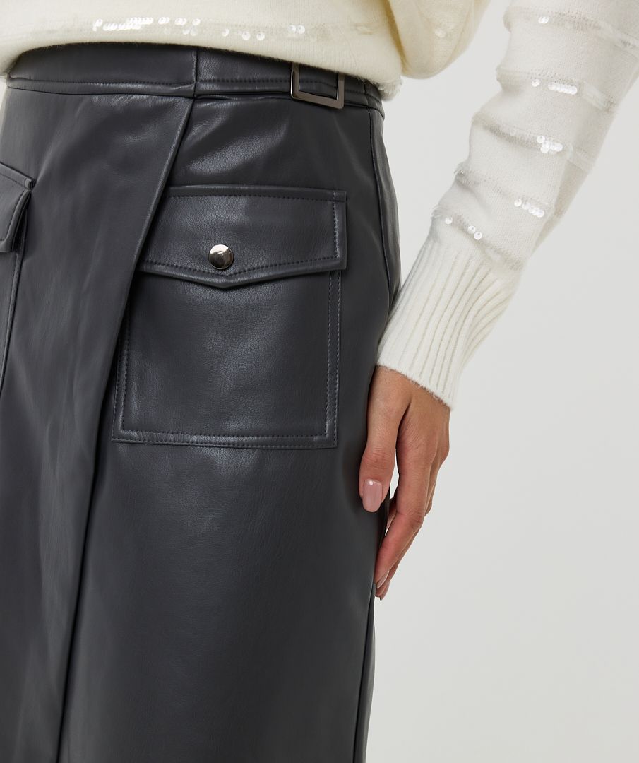 Esqualo Skirt Overlap Vegan Leather