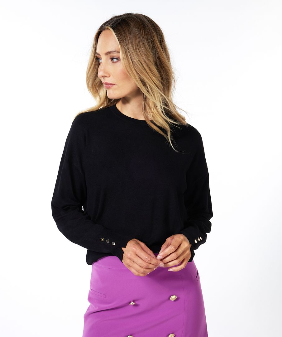 Esqualo Sweater Basic Button Slve Cuff