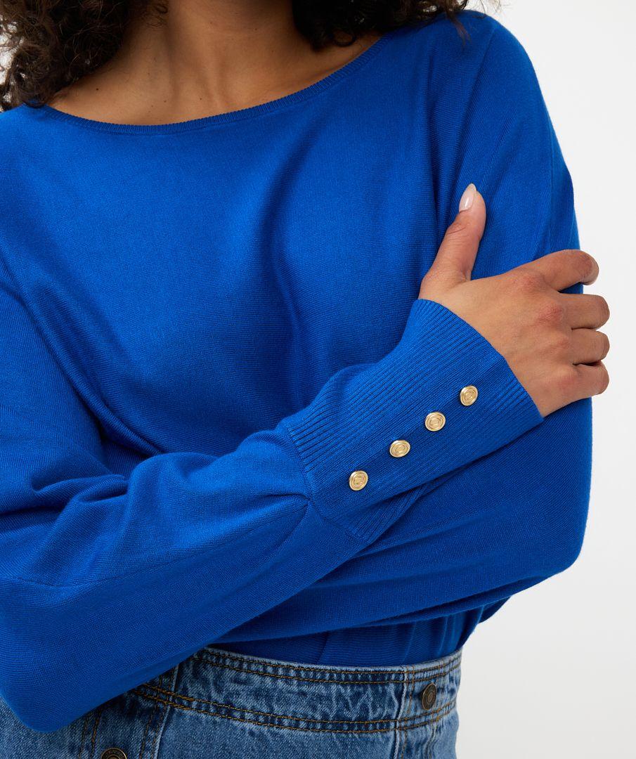 Esqualo Sweater Batwing Buttoned Cuff Basic Knit