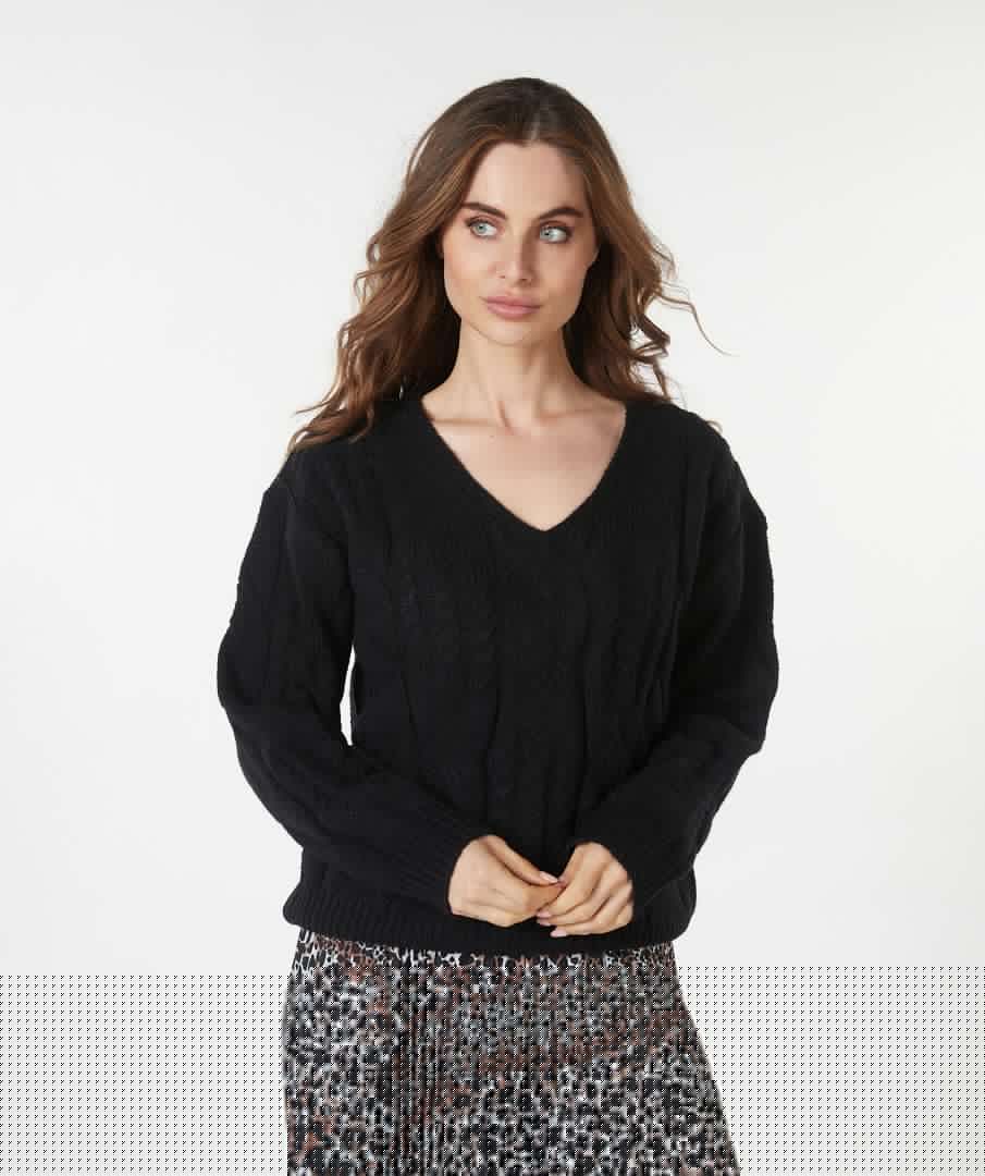 Esqualo Sweater Cables V-neck