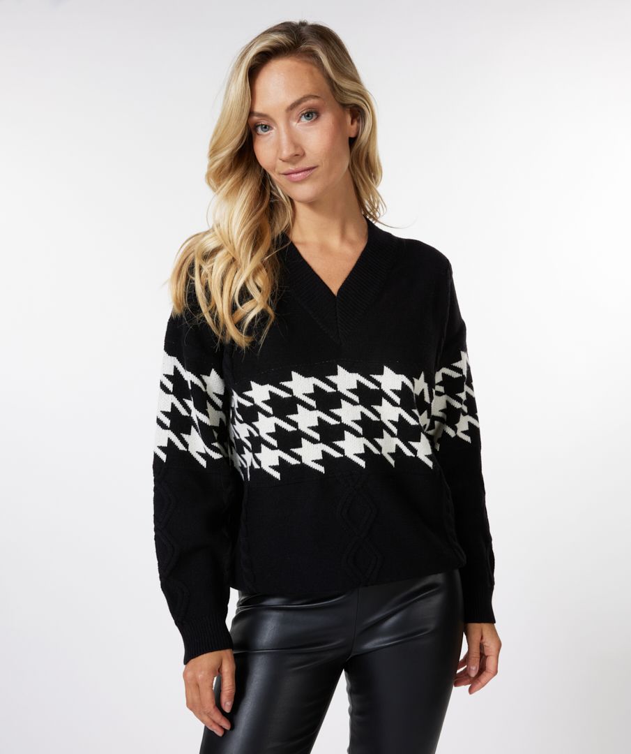 Esqualo Sweater Houdstooth Cables