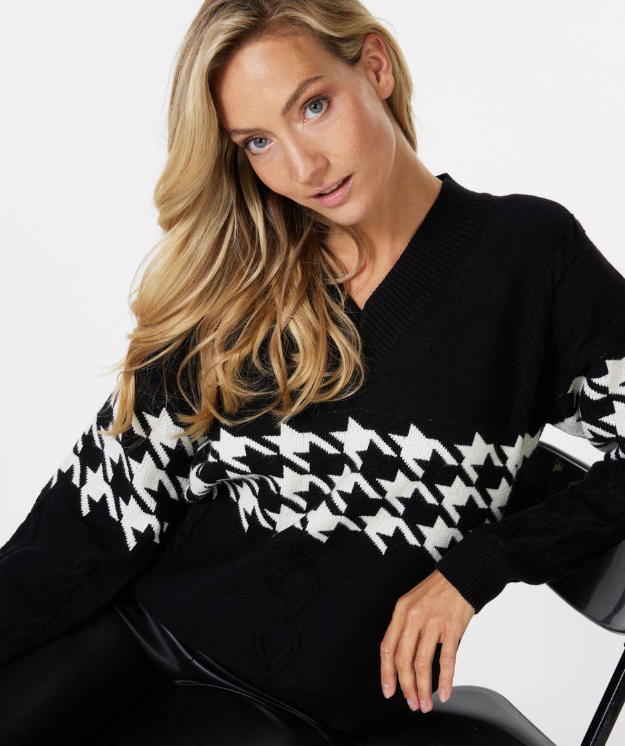 Esqualo Sweater Houdstooth Cables