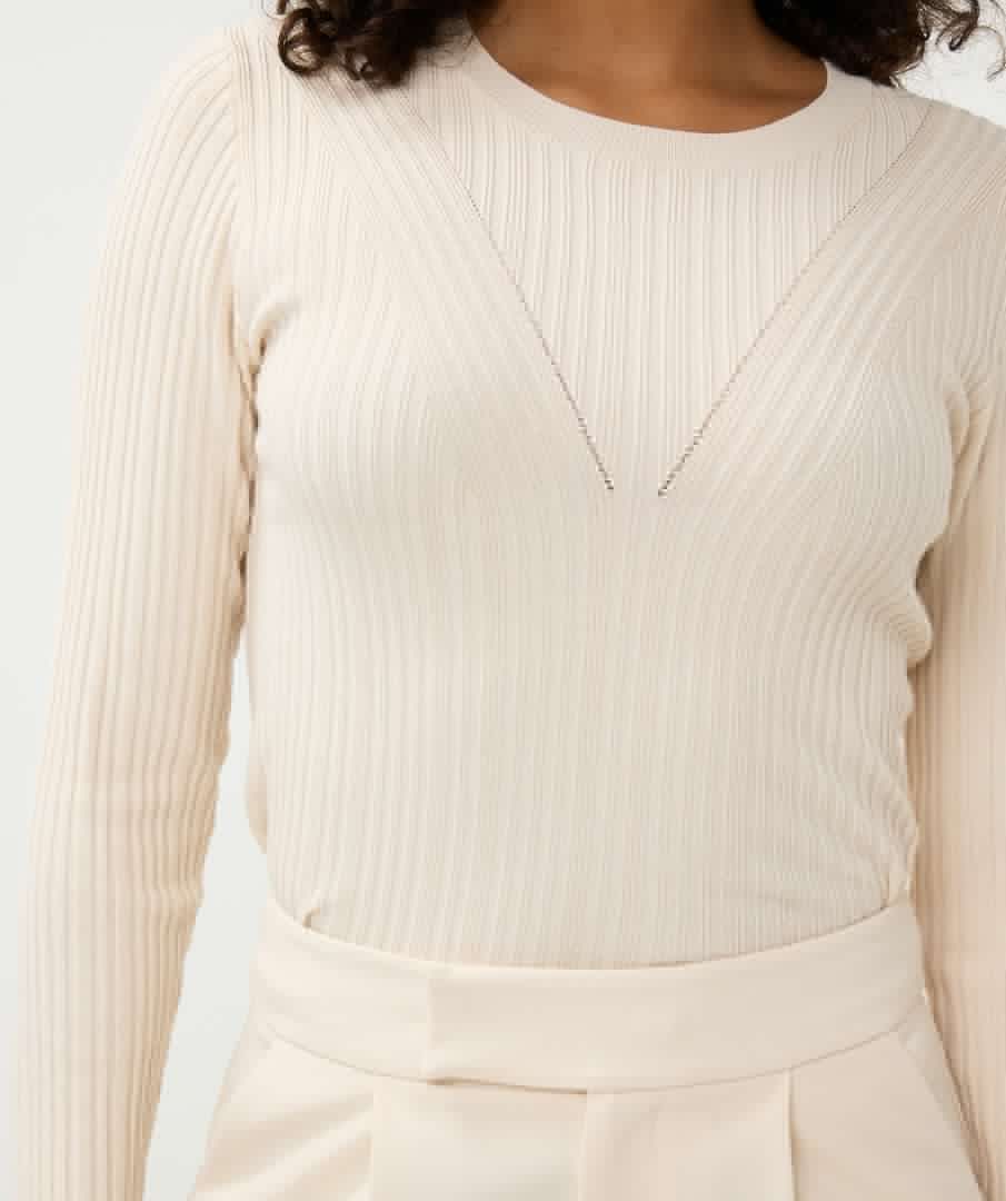Esqualo Sweater Irregular Rib V-design