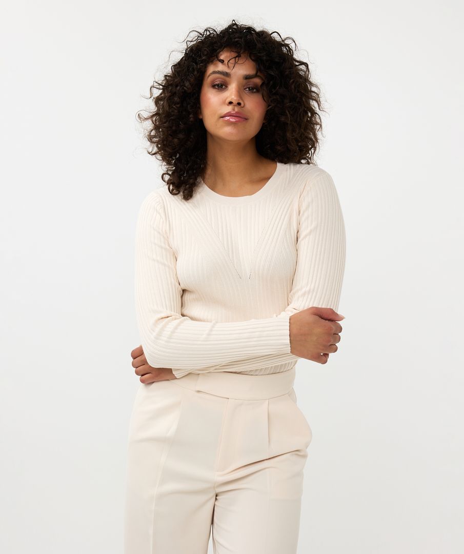 Esqualo Sweater Irregular Rib V-design