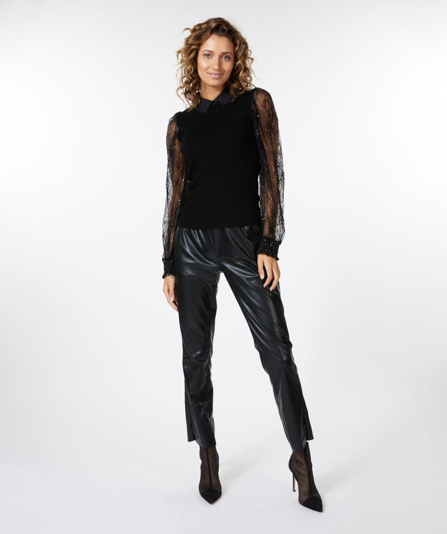 Esqualo Sweater Lace Sleeve Collar