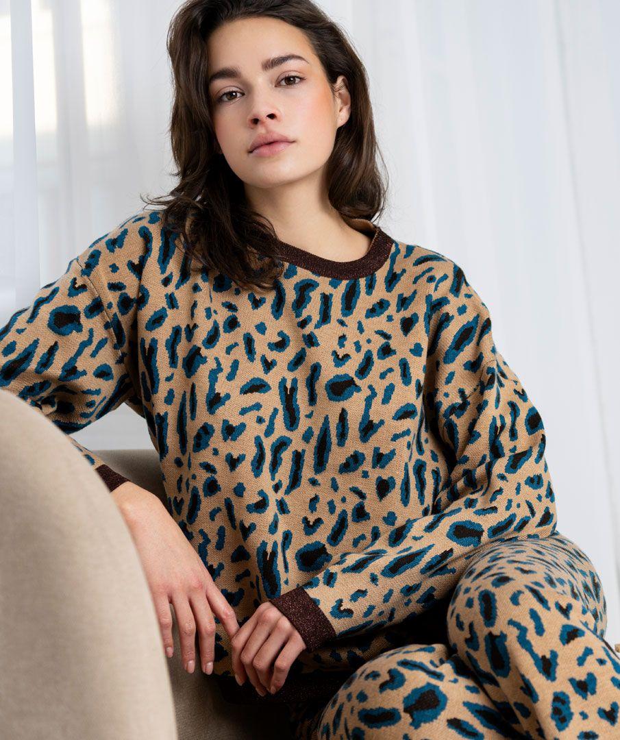 esqualo Sweater leopard jacquard
