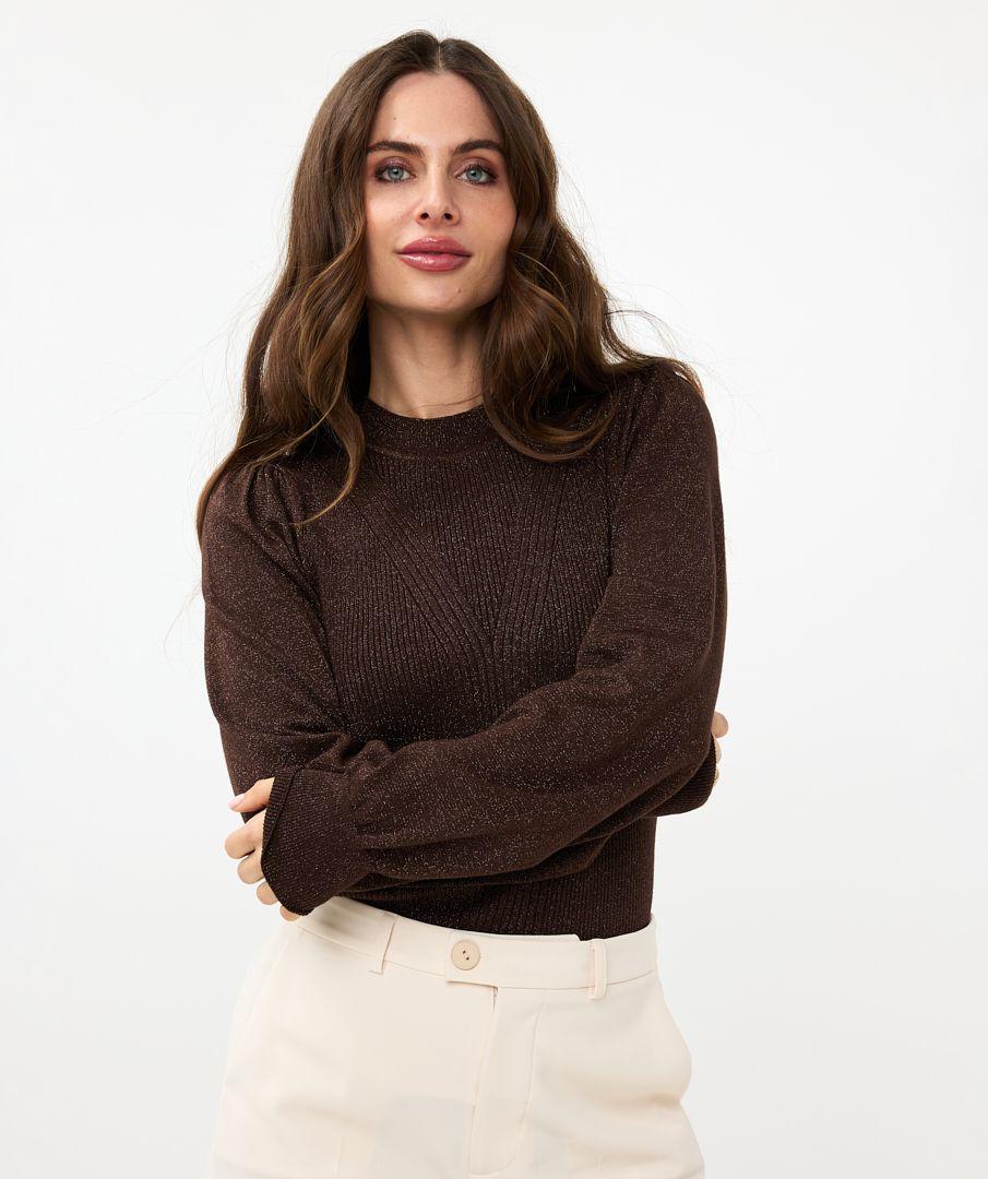 esqualo Sweater mix rib V-detail lurex