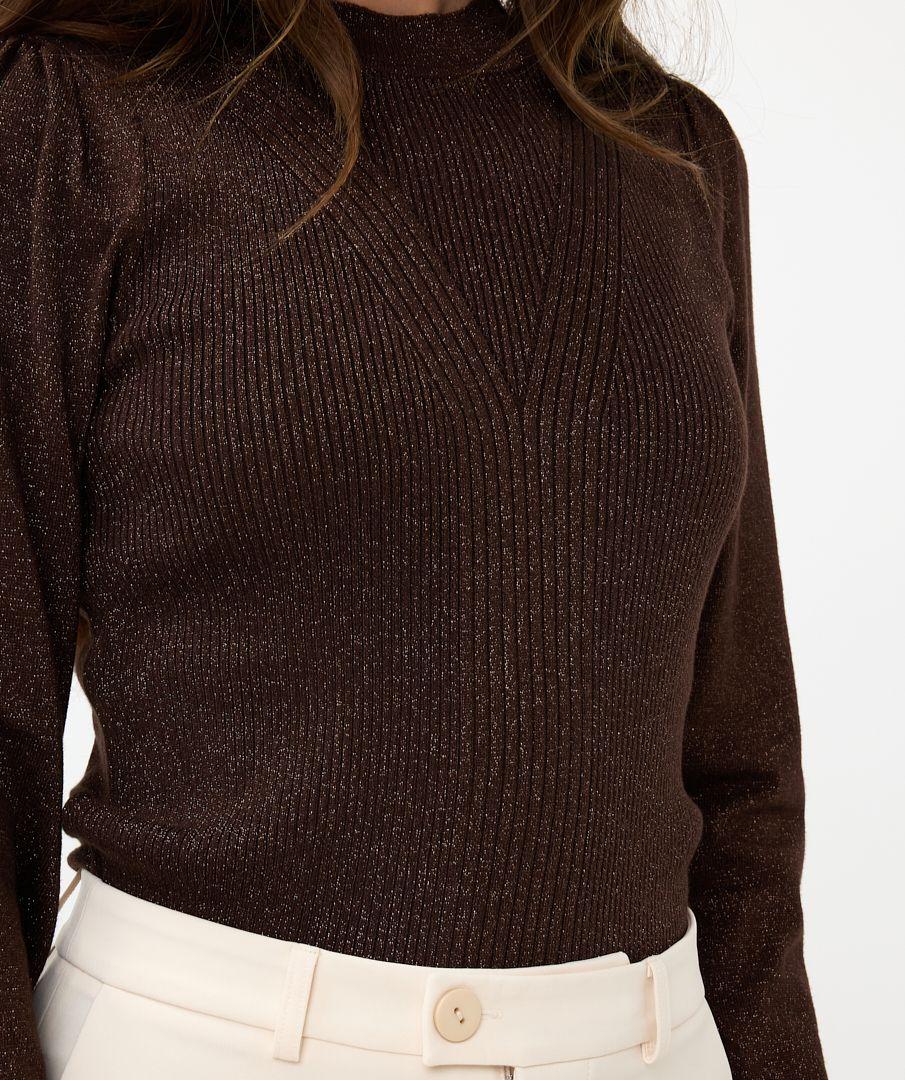 Esqualo Sweater Mix Rib V-detail Lurex