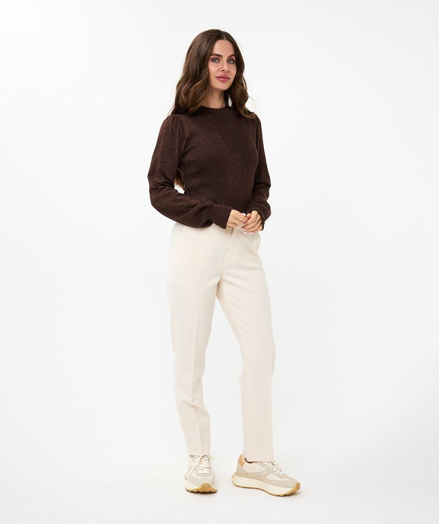 Esqualo Sweater Mix Rib V-detail Lurex