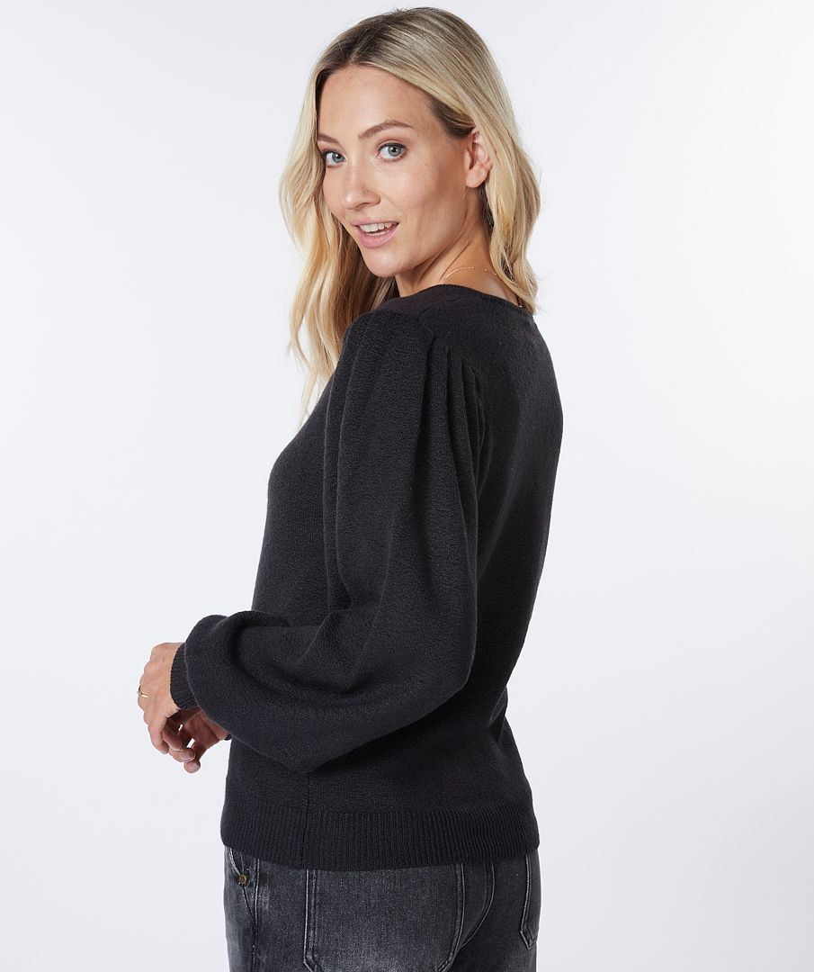 Esqualo Sweater Puffed Shldr V-neck