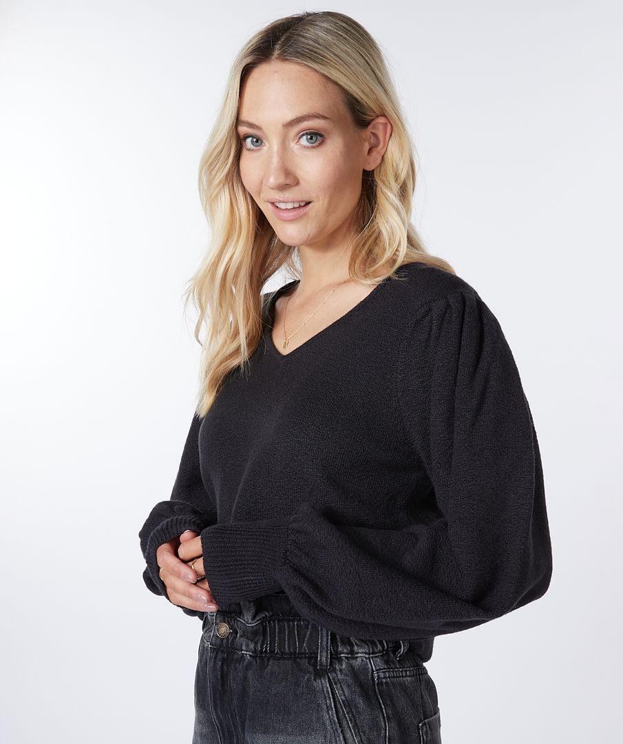 esqualo Sweater puffed shldr V-neck