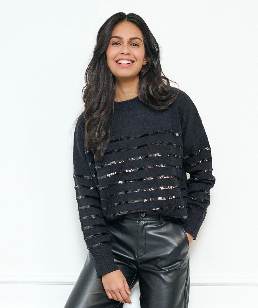 esqualo Sweater striped sequins