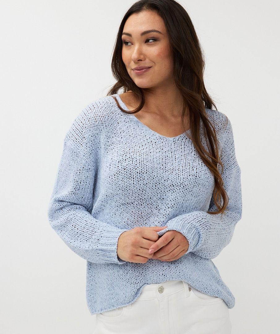 esqualo Sweater V-neck tape yarn