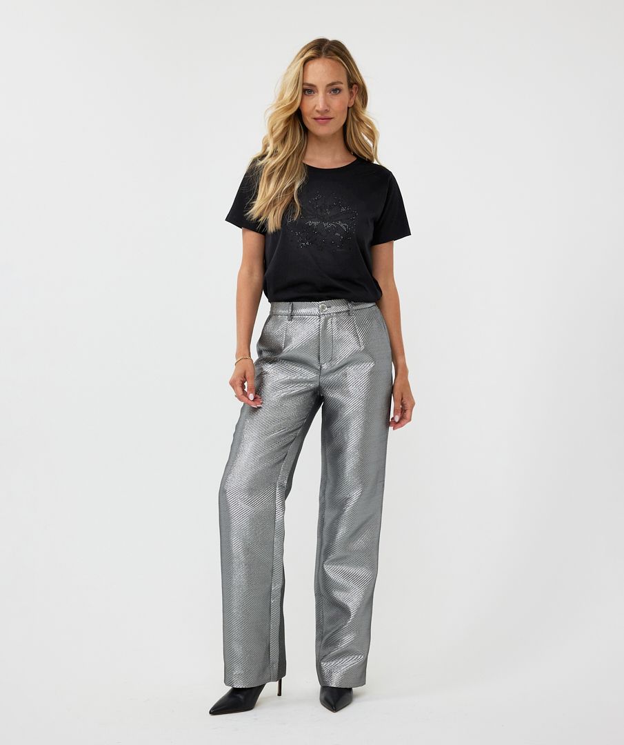 Esqualo T-shirt Flower Rhinestones