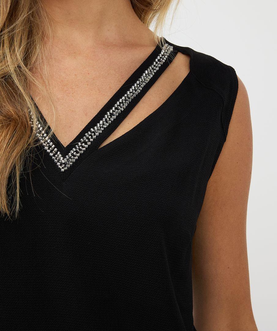 Esqualo Top Fancy Beaded Neckline