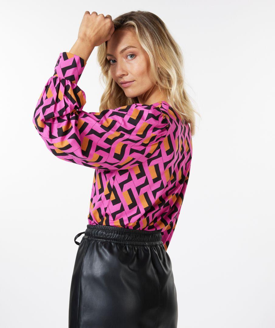 Esqualo Top Puff Sleeve Geo
