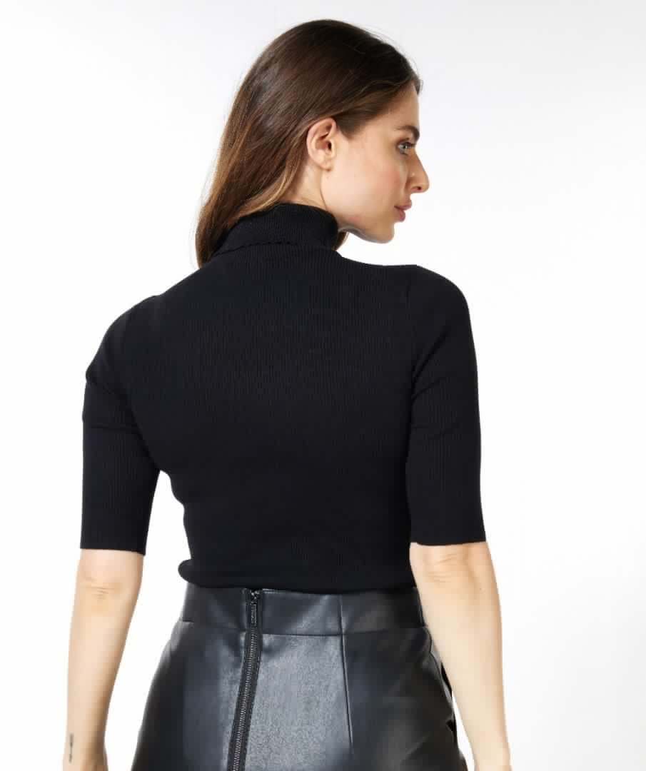 Esqualo Top Short Slve Open Rib Col